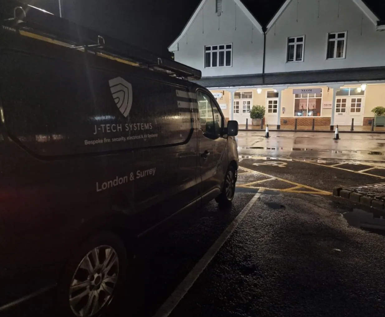 A J-Tech van outside a Bicester Village boutique after hours