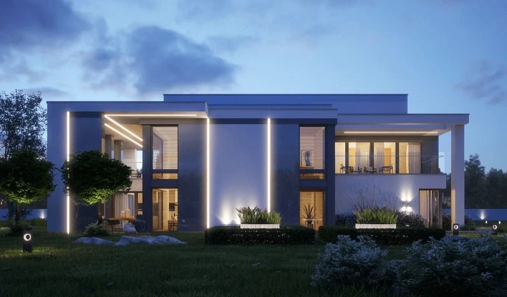 A private residence with bespoke architectural exterior lighting
