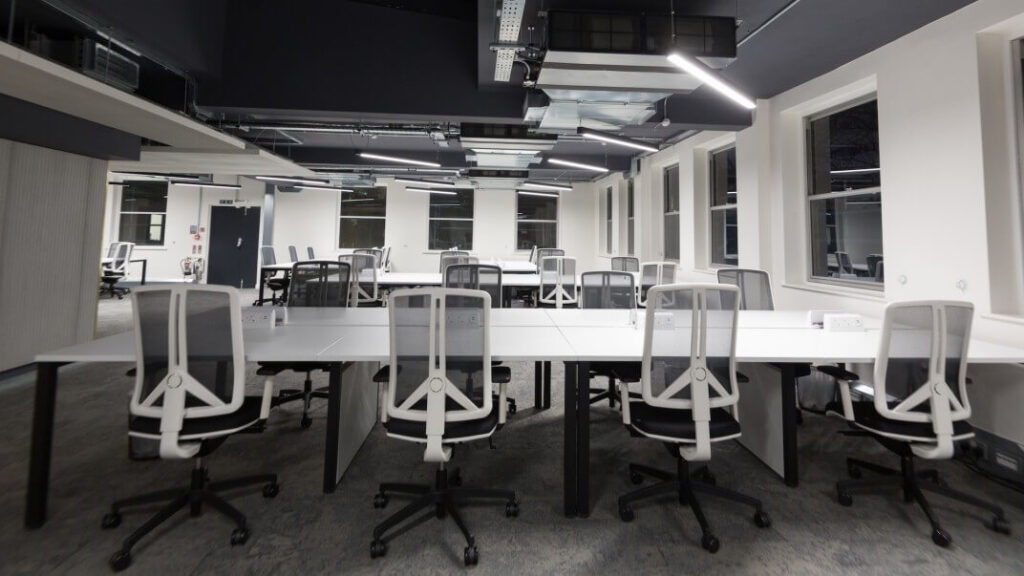 TBWC Carter Lane workstations along the window wall